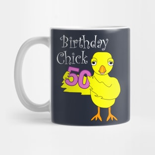 50th Birthday Chick White Text Mug